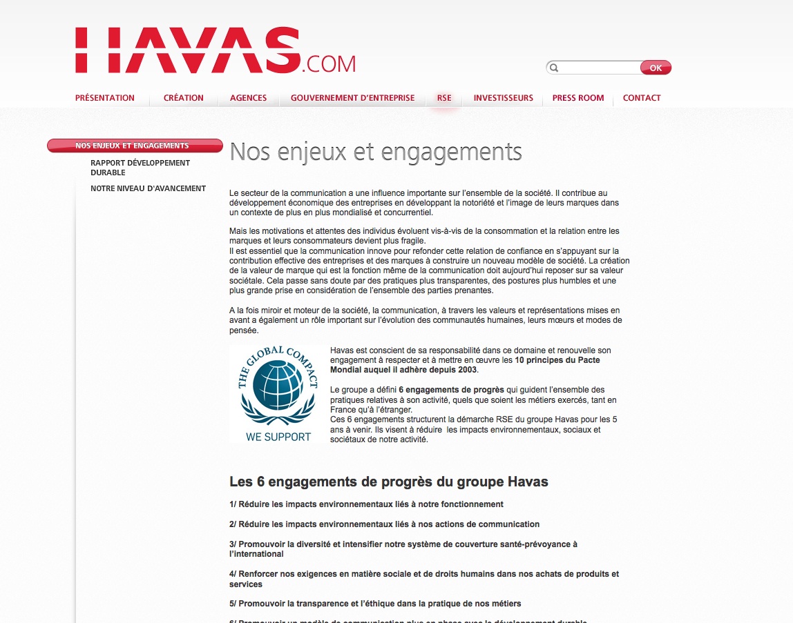 Image du site web écrit par Nostromo, agence de communication, pour Havas