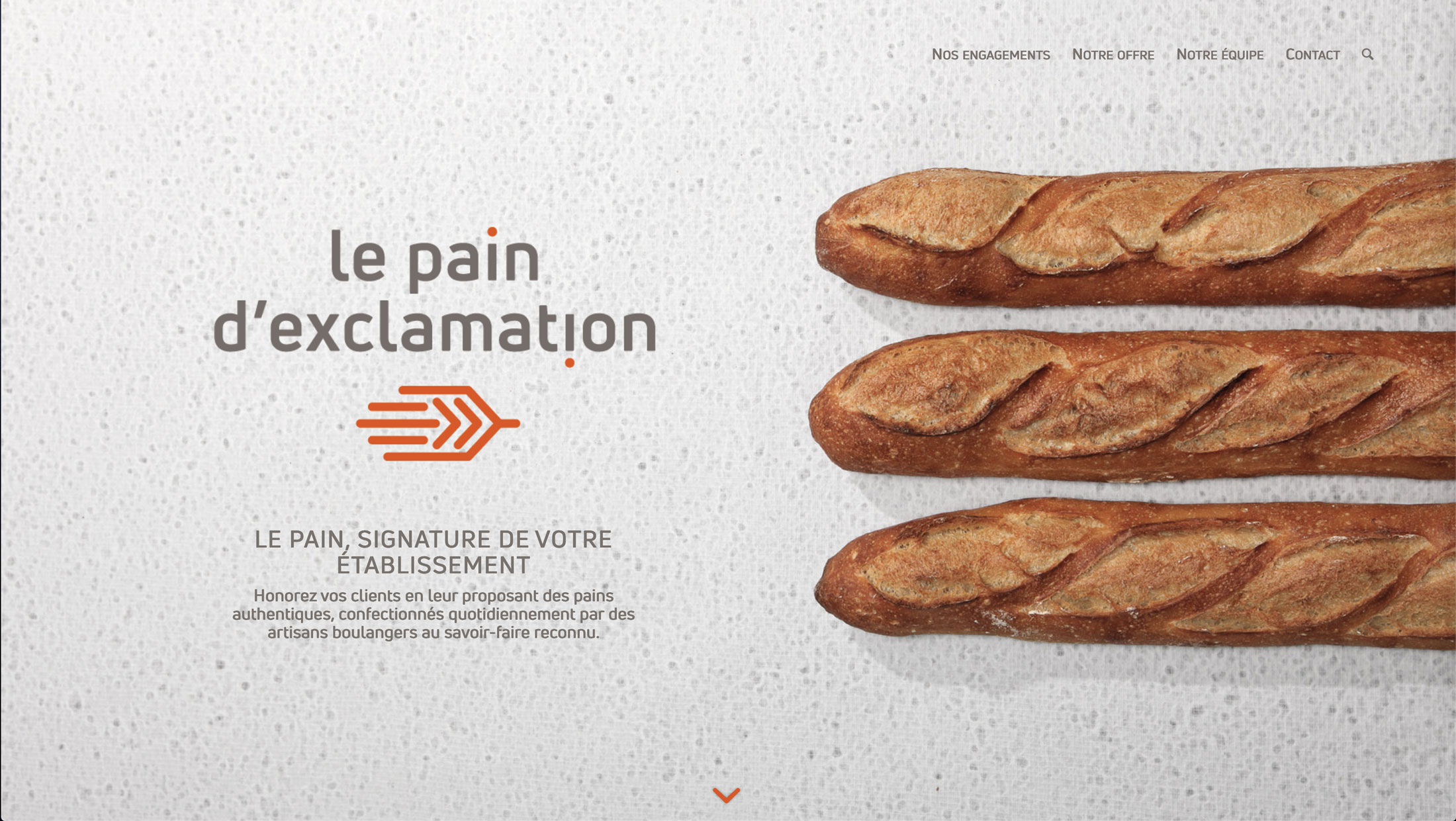 Image du site web réalisé par Nostromo, agence de communication, pour Le Pain d'Exclamation