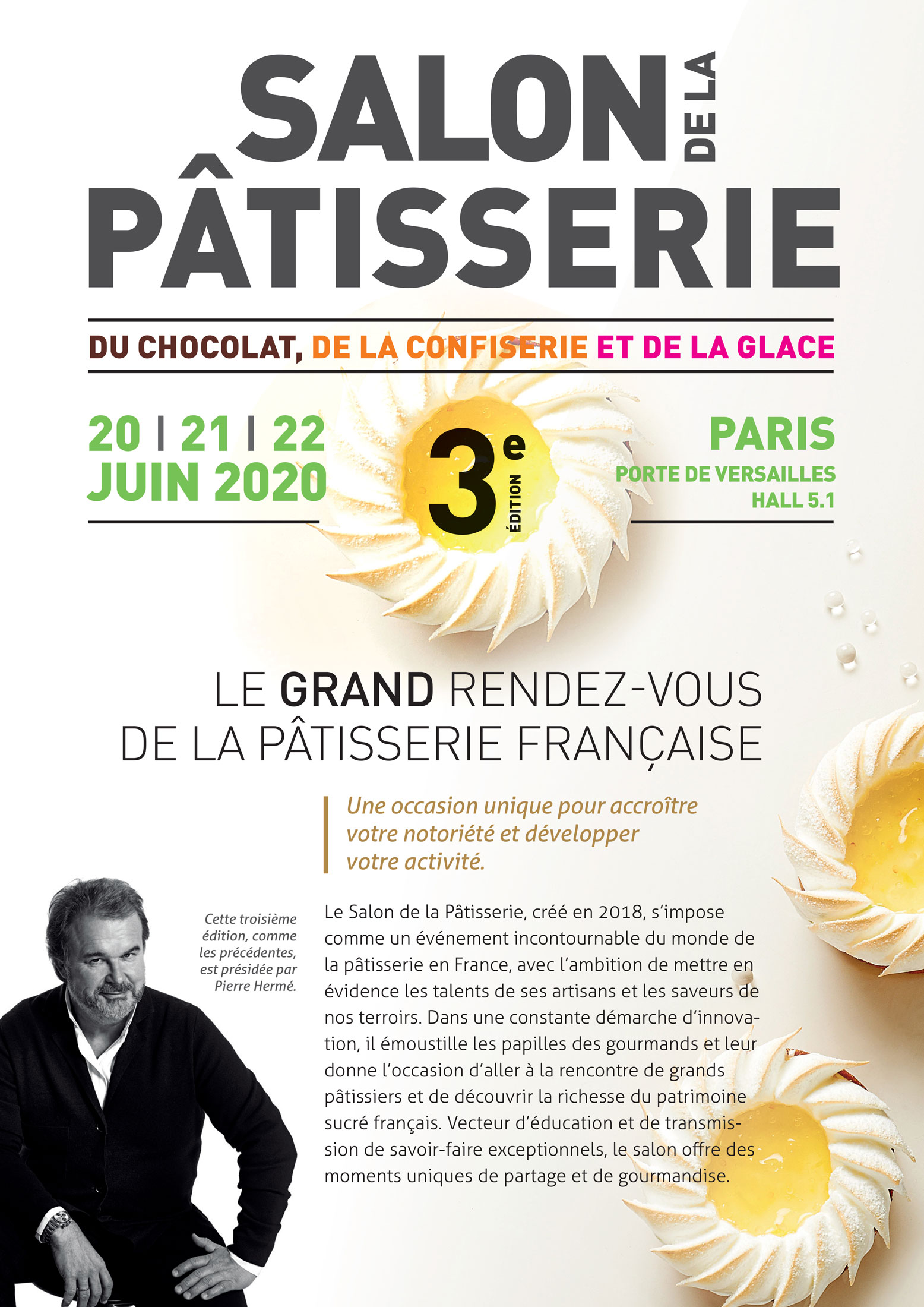 Image d'une brochure réalisée par Nostromo, agence de communication, pour le Salon de la Pâtisserie