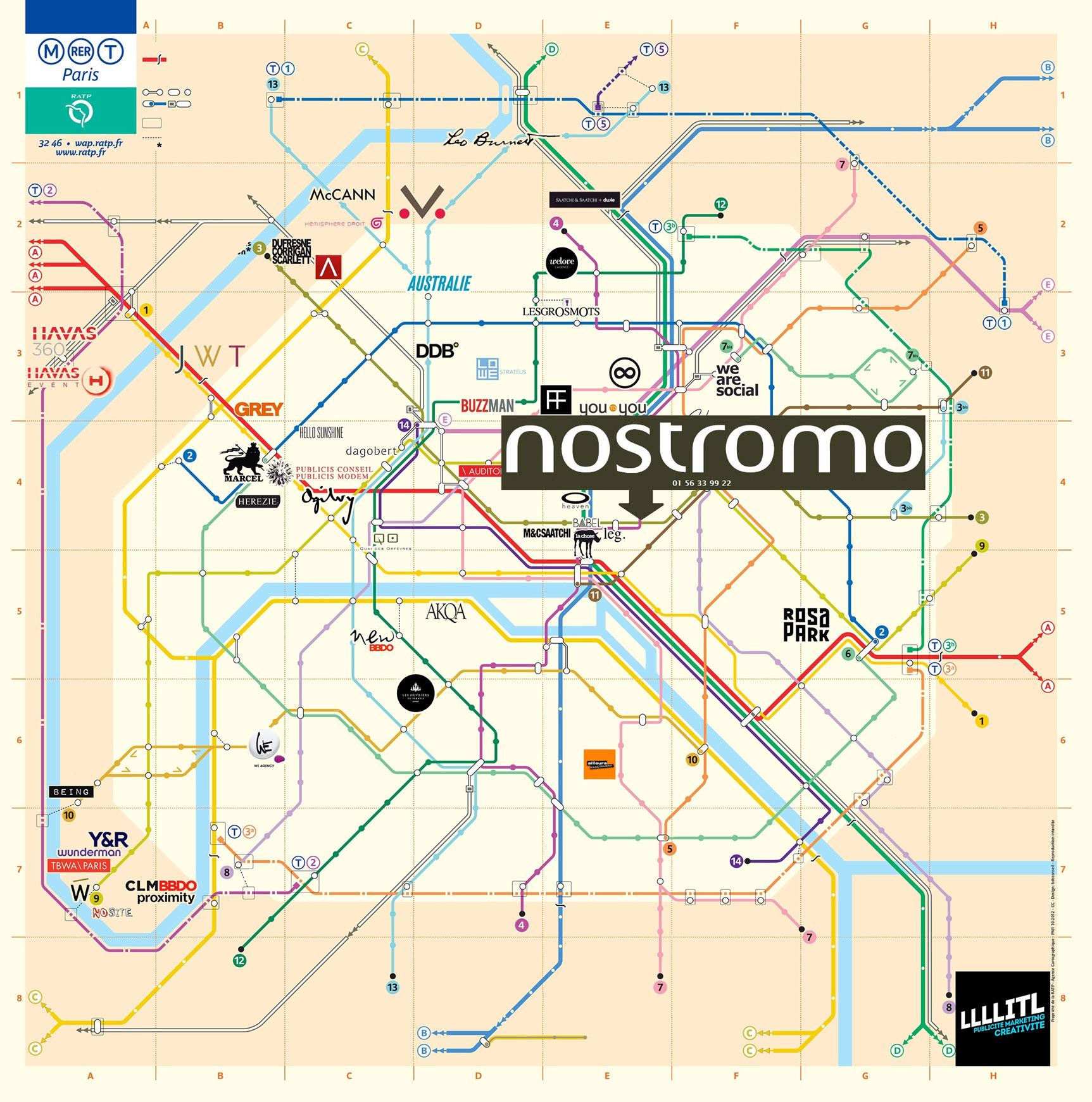 Nostromo, agence de communication parisienne, se voit bien sur une carte...