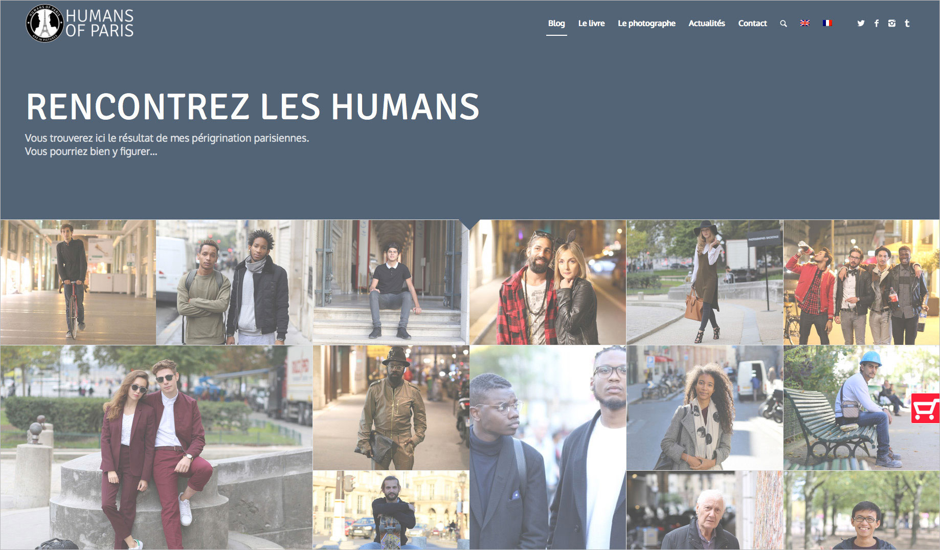 Image du site web réalisé par Nostromo, agence de communication, pour Humans of Paris