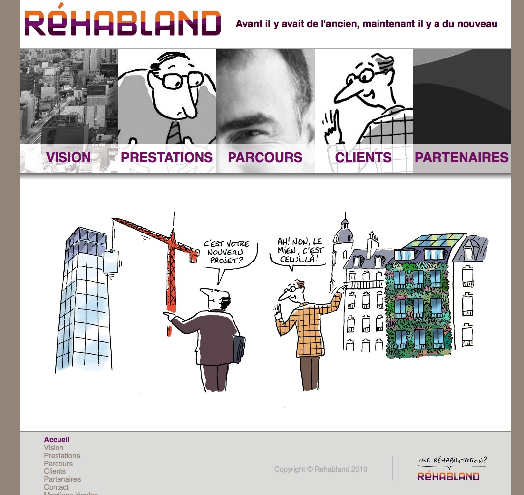 Image du site web réalisé par Nostromo, agence de communication, pour Réhabland