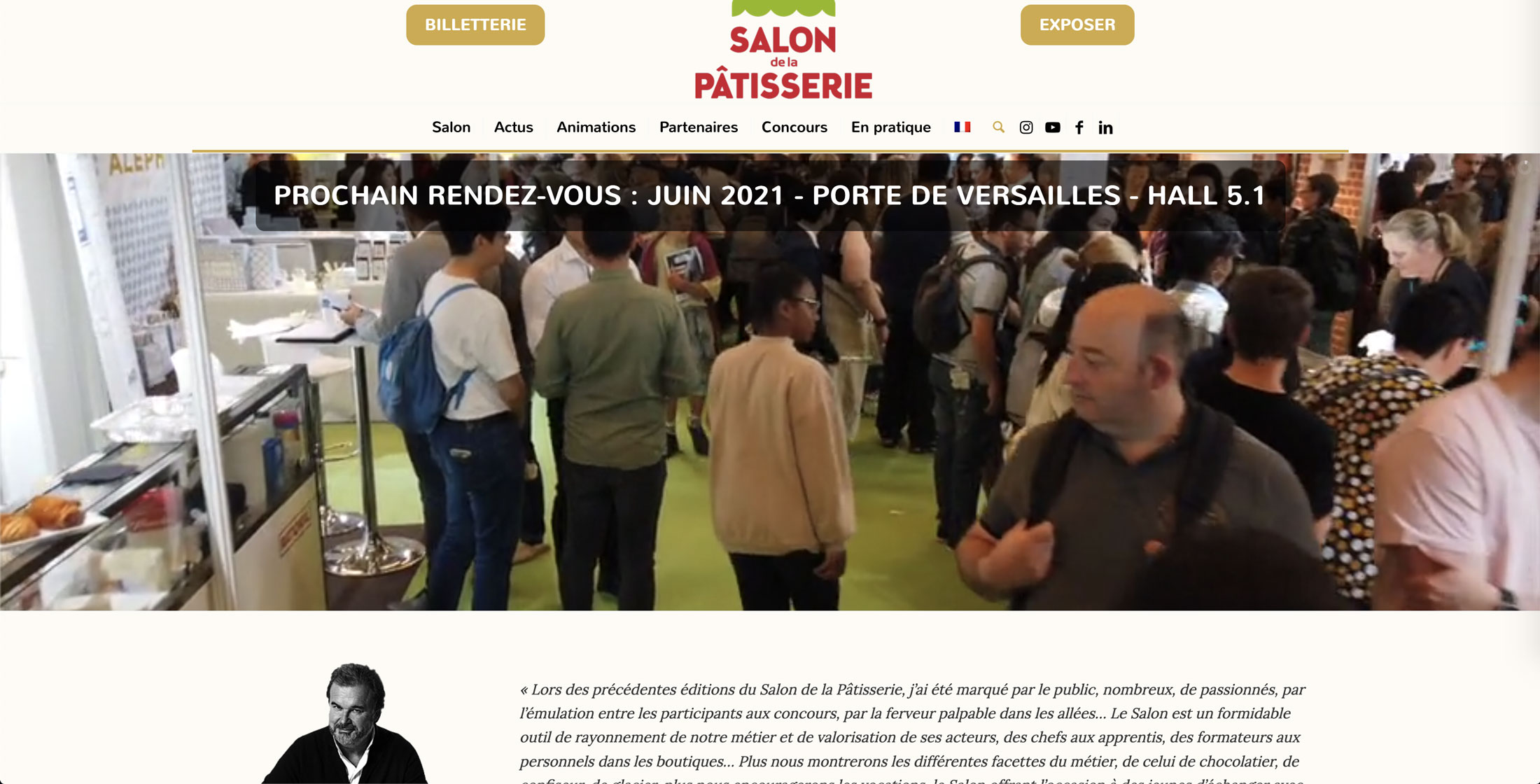 Image du site web réalisé par Nostromo, agence de communication, pour le Salon de la Pâtisserie